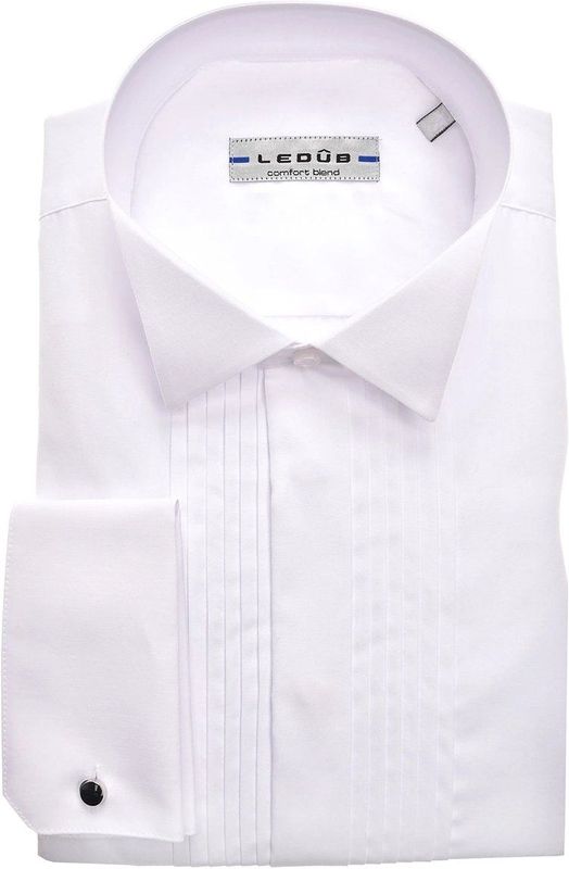 Ledub - Gala Overhemd - Wit - Poplin - Lange Mouwen