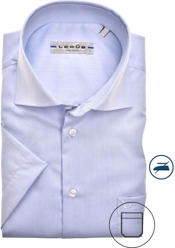 Ledub - Modern Fit Overhemd - Lichtblauw - 100% Katoen - Strijkvrij