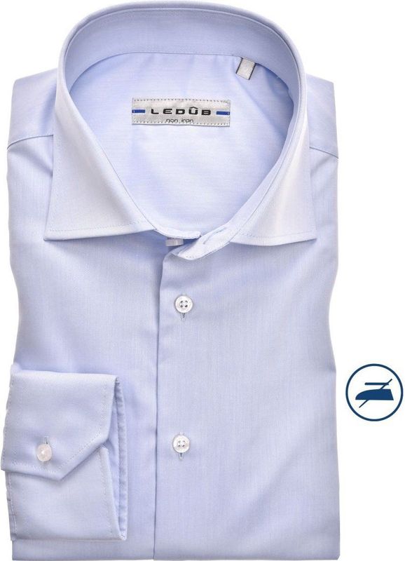 Ledub - Slim Fit Overhemd - Lichtblauw - 100% Katoen - Strijkvrij