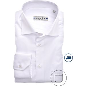 Ledub - Modern Fit Overhemd - Wit - 100% Katoen - Strijkvrij