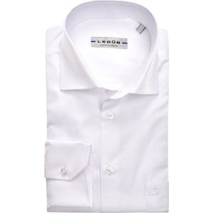 Ledub - Modern Fit Overhemd - Wit - Strijkvriendelijk - Katoen/Polyester