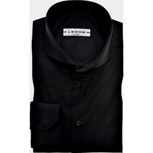 Ledub - Modern Fit Overhemd - Zwart - Stretch - Strijkvriendelijk