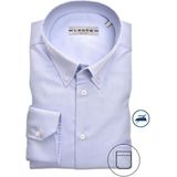 Ledub - Blauw Effen Overhemd - 100% Katoen - Button Down Kraag - Lange Mouwen