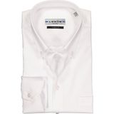 Ledub - Wit Effen Overhemd - 100% Katoen - Button Down Kraag - Lange Mouwen