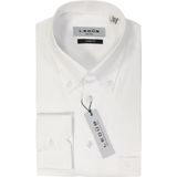 Ledub - Wit Effen Overhemd - 100% Katoen - Button Down Kraag - Lange Mouwen
