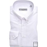 Ledub - Wit Effen Overhemd - 100% Katoen - Button Down Kraag - Lange Mouwen