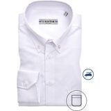 Ledub - Wit Effen Overhemd - 100% Katoen - Button Down Kraag - Lange Mouwen