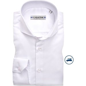 Ledub - Slim Fit Overhemd - Wit - Twill - Strijkvrij