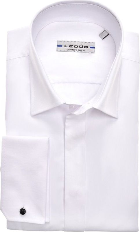 Ledub - Modern Fit Overhemd - Wit - Strijkvriendelijk - Heren