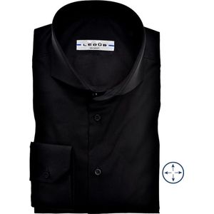 Ledub - Slim Fit Overhemd - Zwart - Strijkvriendelijk - 96% Katoen