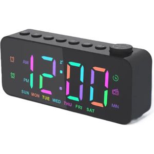 Digitale FM LED alarmklok - dimbaar - kinderen - netstroom - zwart