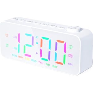 Digitale FM LED alarmklok - dimbaar - kinderen - netstroom - wit