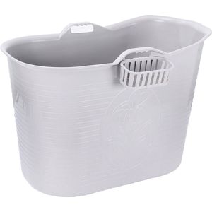 FlinQ Bath Bucket - Mobiele Badkuip voor in de Douche - Zitbad voor Volwassenen - Ook als Ijsbad / Ice Bath - Dompelbad voor Wim Hof Methode - Grijs - 185L