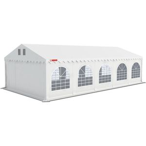 Grizzly Outdoor Partytent 4x10 PVC Wit, doorloophoogte 2.20 m, koperen zeilringen, incl. condenssluis