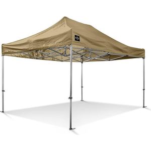 Easy Up Partytent | Vouwtent | 3x4.5m zand met gratis transporttas op wielen en spanbandenset met haringen