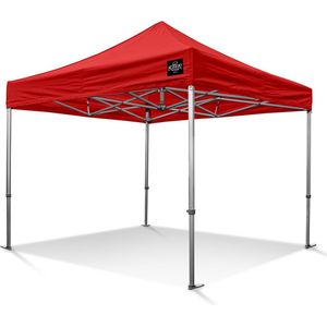 Easy Up Partytent - Vouwtent - 3x3m GO-UP40 mm Aluminium Rood Inclusief gratis sterke pvc opberghoes en spanbanden set met haringen