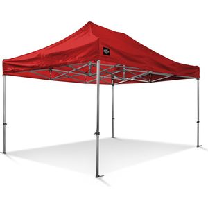 Easy Up Partytent - Vouwtent - 3x4.5m GO-UP40 mm Aluminium Rood Inclusief gratis transporttas op wielen en spanbandenset met haringen