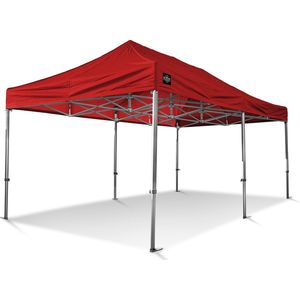 Easy Up Partytent | Vouwtent | 3x6 m Rood met gratis transporttas op wielen en spanbandenset met haringen