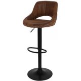 Alora Barkruk Industrial Donkerbruin - Barkrukken set van 2 - Barstoel Kruk - Barstoelen met rugleuning - Keukenstoel