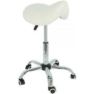 Alora zadelkruk - Tabouret ��– Wit/Chrome - kruk – kapperskruk