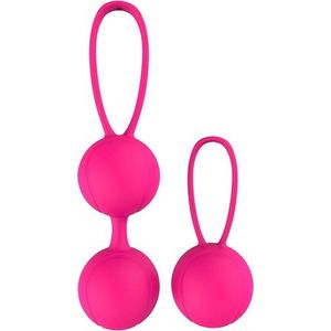 Duo Set Vagina Ballen met Roterende Binnenballen - Roze