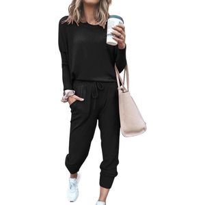 Stijlvolle Dames Huispak - Tracksuit - 2-Delig Home Wear - Zwart - Maat M