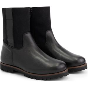 Travelin' Kids Outdoorlaarzen Hov - Wol gevoerde Kinderschoenen met rits - Zwart Leer