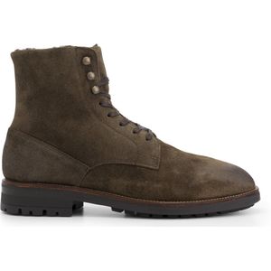 Travelin' Hosio Heren Veterboots - Lammy wollen voering - Kaki Bruin suede leer