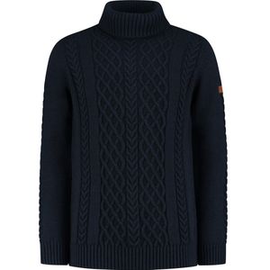 Travelin' Coltrui Oulu Heren - Gebreid kabelpatroon - Met turtle neck - Marine Blauw