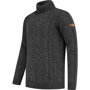 Travelin' Coltrui Oulu Heren - Gebreid kabelpatroon - Met turtle neck - Antraciet