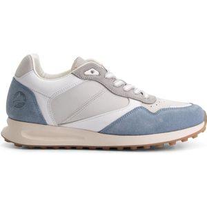 Travelin' Crozon Leren Damessneakers - Veterschoenen - Wit Blauw leer