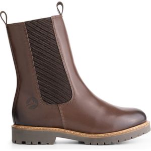 Travelin' Forsand - Halfhoge dames chelsea boots - 100% hoogwaardig leer - Donkerbruin