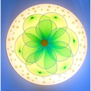 Funnylight plafonniere met prachtige 3D organza bloem en glow in the dark sterren