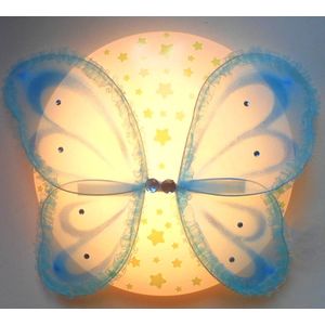 Funnylight plafonniere met prachtige blauwe organza vlinder en glow in the dark sterren