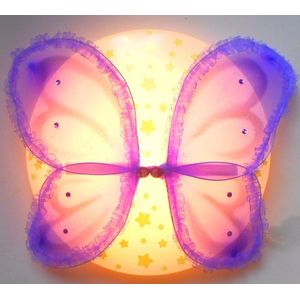 Funnylight plafonniere met prachtige lila organza vlinder en glow in the dark sterren