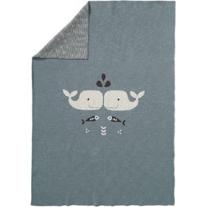 Fresk Wiegendecke Gestrickter Wal Blauer Nebel 80x100cm