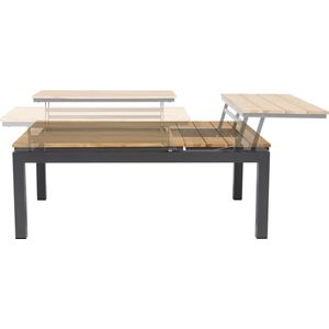 Tierra Outdoor Loungetafel Flip-Up - Verstelbare Coffee Table - Aluminium en Teakhout - 120x79x42cm