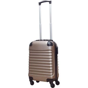 Fairdeals Quadrant XS Kleine Handbagage Koffer (26L) - Reiskoffer, Trolley, Koffer met Wielen, Rolkoffer - Champagne - Cijferslot - Lichtgewicht ABS