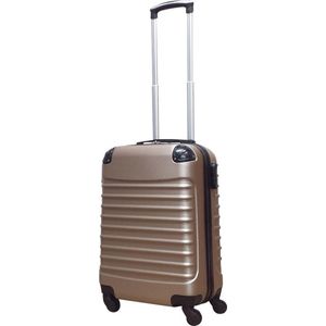 Fairdeals Quadrant S Handbagage Koffer (38L) - Reiskoffer, Trolley, Koffer met Wielen, Rolkoffer - Champagne - Cijferslot - Lichtgewicht ABS