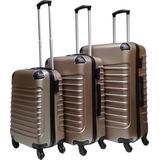 Fairdeals Trimix Kofferset 3-delig (38L / 65L / 96L) - Koffer met Wielen, Reiskoffer, Trolley, Handbagage, Rolkoffer - Champagne - Cijferslot - Lichtgewicht ABS