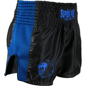 Super Pro Combat Gear Thai en Kickboksshort Brave Zwart/Blauw Small
