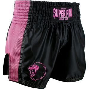 Super Pro Combat Gear Thai en Kickboksshort Brave Zwart/Roze Extra Large