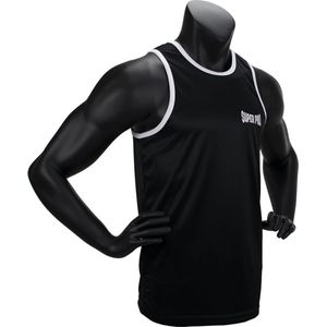 Super Pro - Combat Gear - Bokssinglet - Zwart/Wit - 100% Polyester