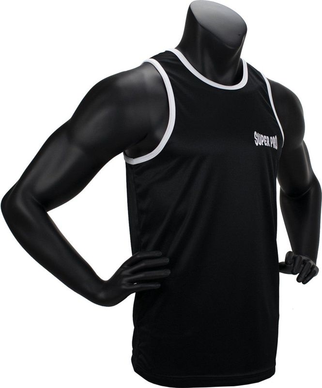 Super Pro - Combat Gear - Bokssinglet - Zwart/Wit - 100% Polyester