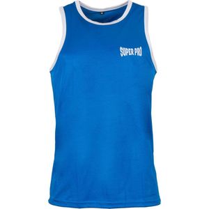Super Pro - Club Bokssinglet - Blauw/Wit - 100% Polyester