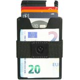 Pasjeshouder Aluminum - Briefgeld houder - elastieken geldband - 6 tot 8 pasjes - RFID - Zwart