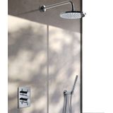 Hotbath Laddy inbouw douche set met 2-weg omstel IBS2A geborsteld nikkel staafdouche wandarm 35cm douchekop 20cm