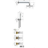 Hotbath Laddy inbouw douche set met 2 stopkranen IBS2 geborsteld nikkel staafdouche plafondbuis 35cm douchekop 20cm