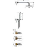 Hotbath Laddy inbouw douche set met 2 stopkranen IBS2 geborsteld nikkel staafdouche plafondbuis 35cm douchekop 20cm