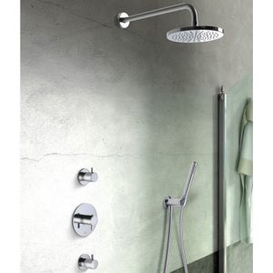 Hotbath Laddy inbouw douche set met 2 stopkranen IBS2R geborsteld nikkel staafdouche plafondbuis 15 cm douchekop 20 cm